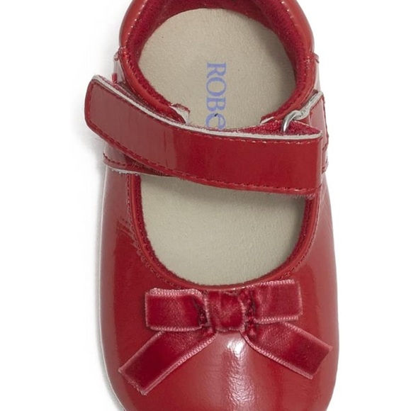 Robeez Baby Girls First Kicks, Velvet Bow Red Patent, 6-9 Months - Picture 3 of 4